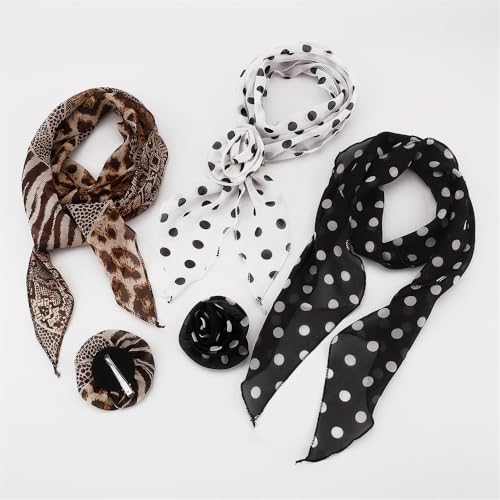 Dtja Fashion Flower Hair Pin Neck Scarves for Women Purse Bag Scarfs for Handbags Silky Long Thin Satin Headscarf Neckerchief4
