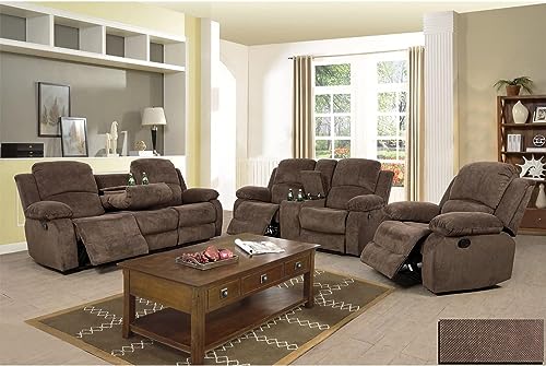 AYCP Corduroy Living Room Furniture Set Reclining Sofa Set Loveseat Furniture Sets in Living Room Sofa Recliners (3 Pieces, Taupe Corduroy)