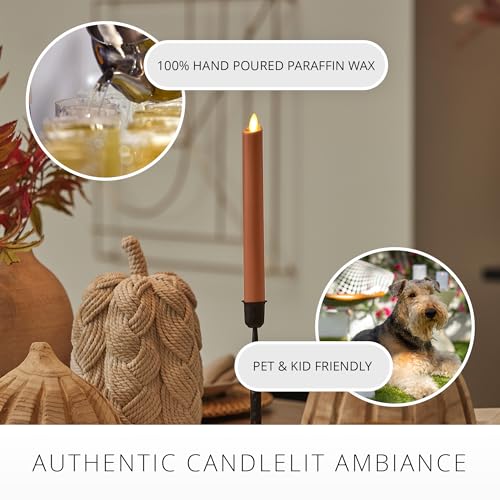 Image of Luminara - Flameless Battery Operated Taper Candle - Adobe Smooth - Pack of 1-1x9.5 - LED Flickering Flame - Realistic Safe for Home Kids and Pets