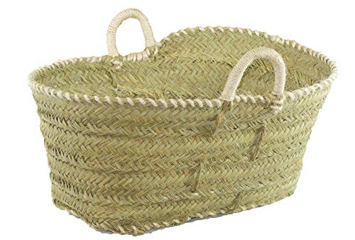 Cesteria Aparici Cesto esparto para leña (75X48X34) 7148-Grande -REGALO ESCOBILLA Y AVENTADOR