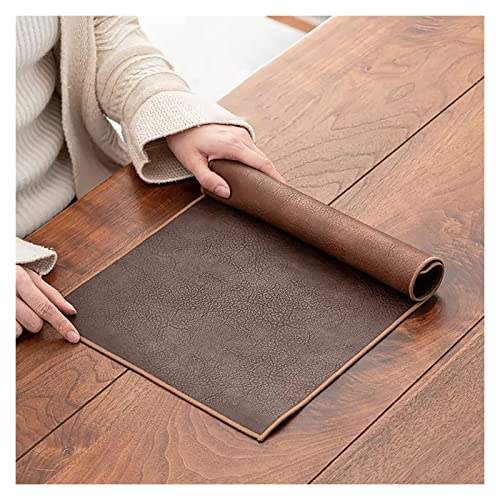 Chemin de table en cuir imperméable et thermo-résistant marron facile à nettoyer