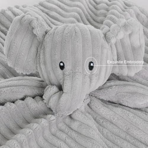 Image of Elephant Baby Security Blanket for Boys and Girls 15 Inch Grey