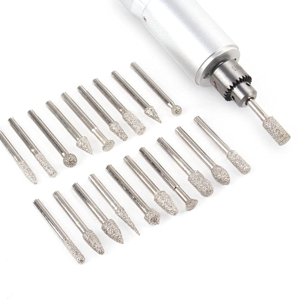 20pcs / set 6mm Shank Shank Vacuum Brazed Diamond Burr Greening Head Tool Rotary Tool for Stone Calcestruzzo intaglio in marmo granito
