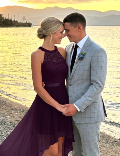 Image of Wedtrend Women's Semi Formal Dresses Halter Bridesmaid Dresses Wedding Guest Dress High Low Prom Dress