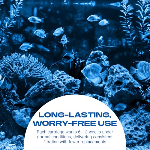 Image of Penn-Plax Cascade 300 GPH Hang On Filter Replacement Media, 3 Pack - Dual-Sided Aquarium Filter Cartridge with Activated Carbon & Poly-Fiber Floss for CPF5 -Fresh & Saltwater - Blue & Black, 10x3x7in