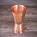 Copper jigger lacquered for the shine and to prevent tarnish. - Double 1oz/2oz copper measuring jigger for cocktail mixing. - Solid hammered copper 22G copper. - Copper shot glass for Moscow mule.