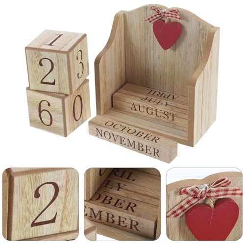 Calendario de madera de escritorio compacto con bloques reutilizables 6