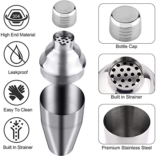 Cocktail Shaker, Large 750ml Stainless Steel Cocktail Shaker Set with Strainer, Jigger, Cocktail Set with Bar Accessories Mixer Bar Utensil Tool - Image 4