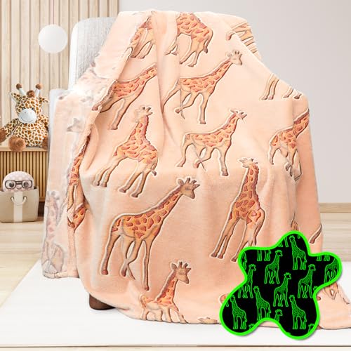 Giraffe Blanket Colorful Plush Soft Cozy Fleece Flannel Snuggly Comfy Throw for Girls Boys Kids Teens & Adults Cute Giraffe Design for Bed Sofa or Couch Gifts Idea for Birthday Christmas