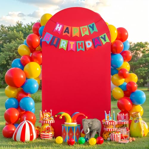 Funda para Arco Decorativo 6.6x3.3 ft de Spandex Roja miniatura 3