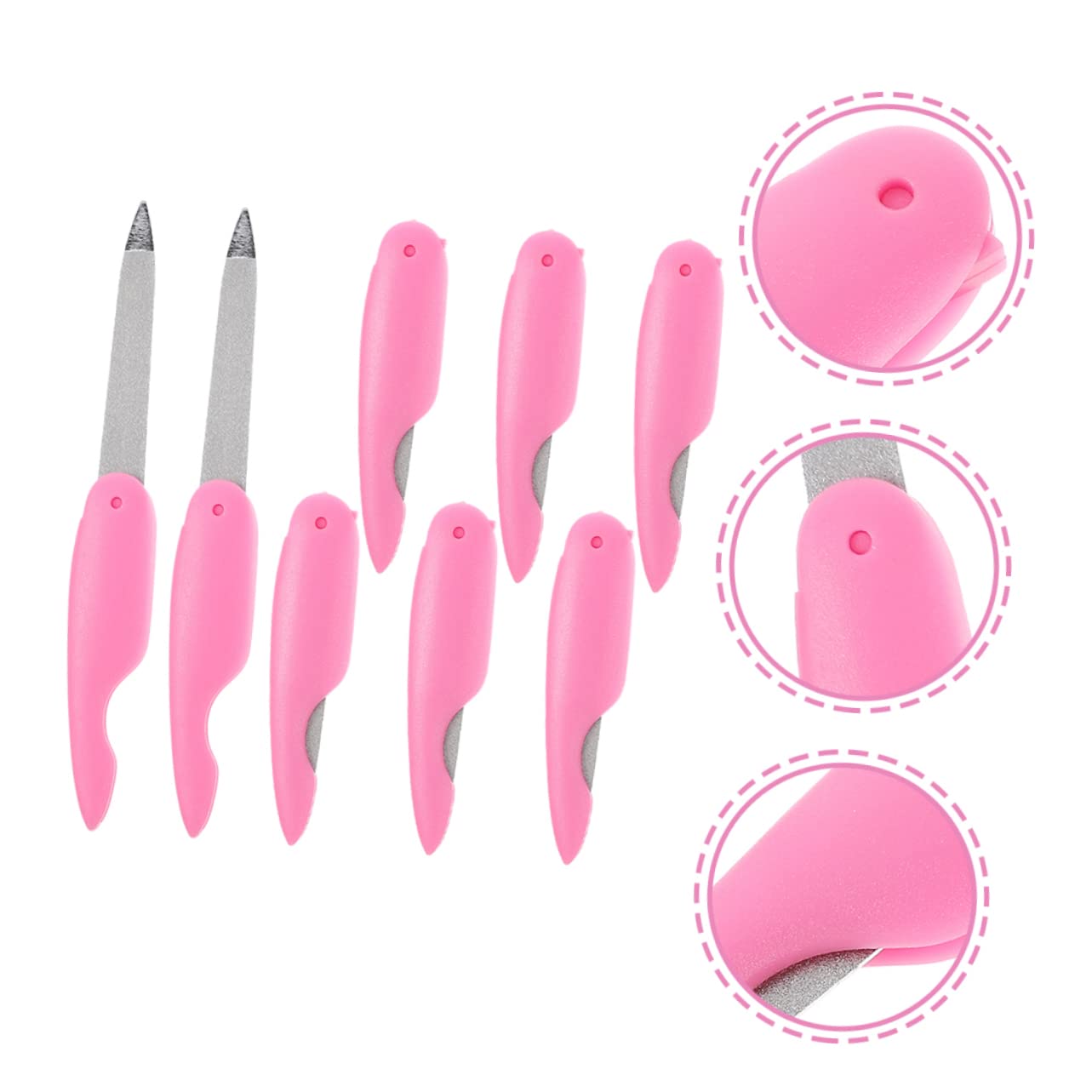 Lima per Unghie Pieghevole Mini 8 Pezzi Rosa in Abs e Metallo | Manicure Domestica e Salone, Design Delicato e Portatile, Levigatura Semplice