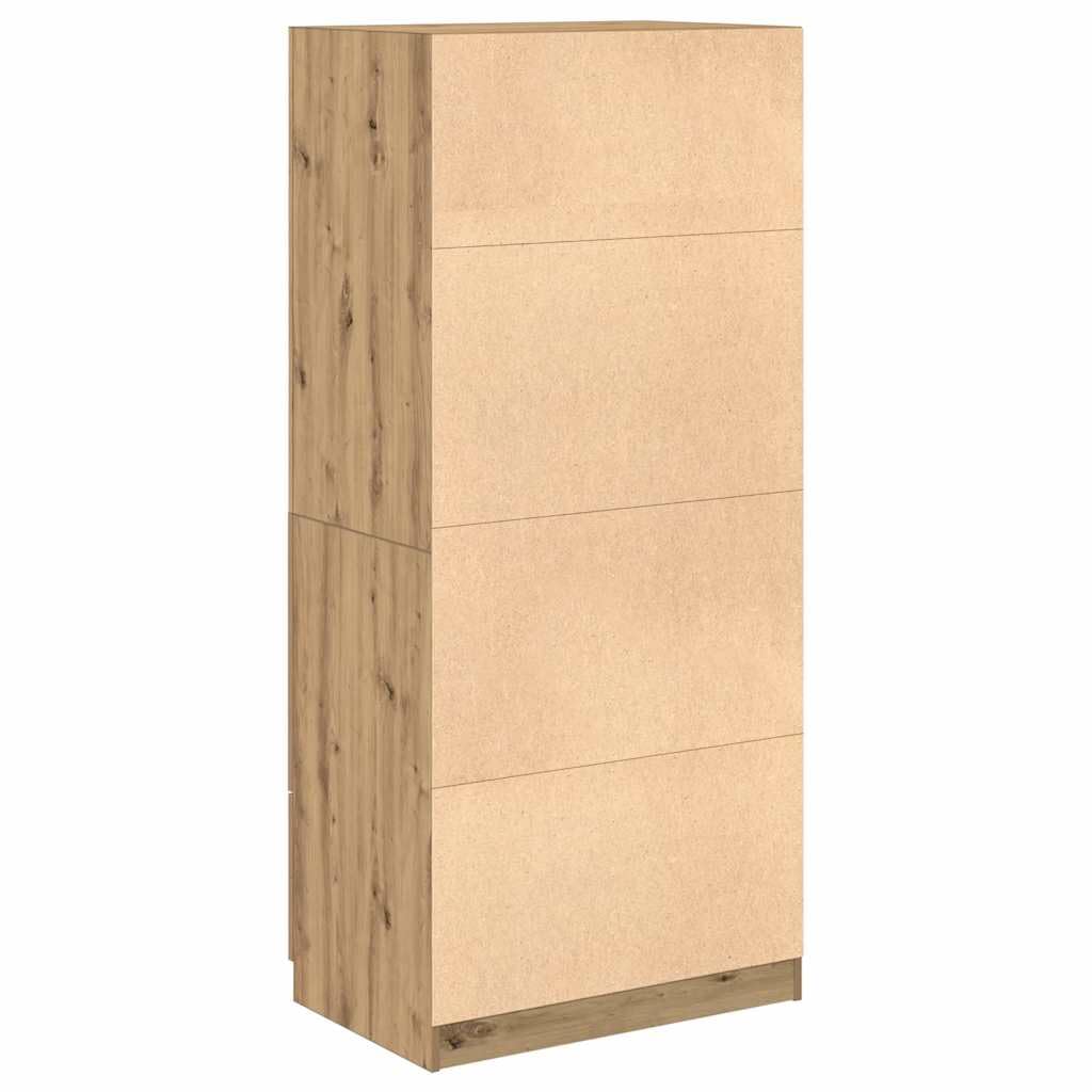 Armario Artisan-roble 80 x 52 x 180 cm, material de madera con 2 puertas, 2 cajones, barra colgante y compartimento grande para dormitorio, pasillo, habitación de los niños, muebles