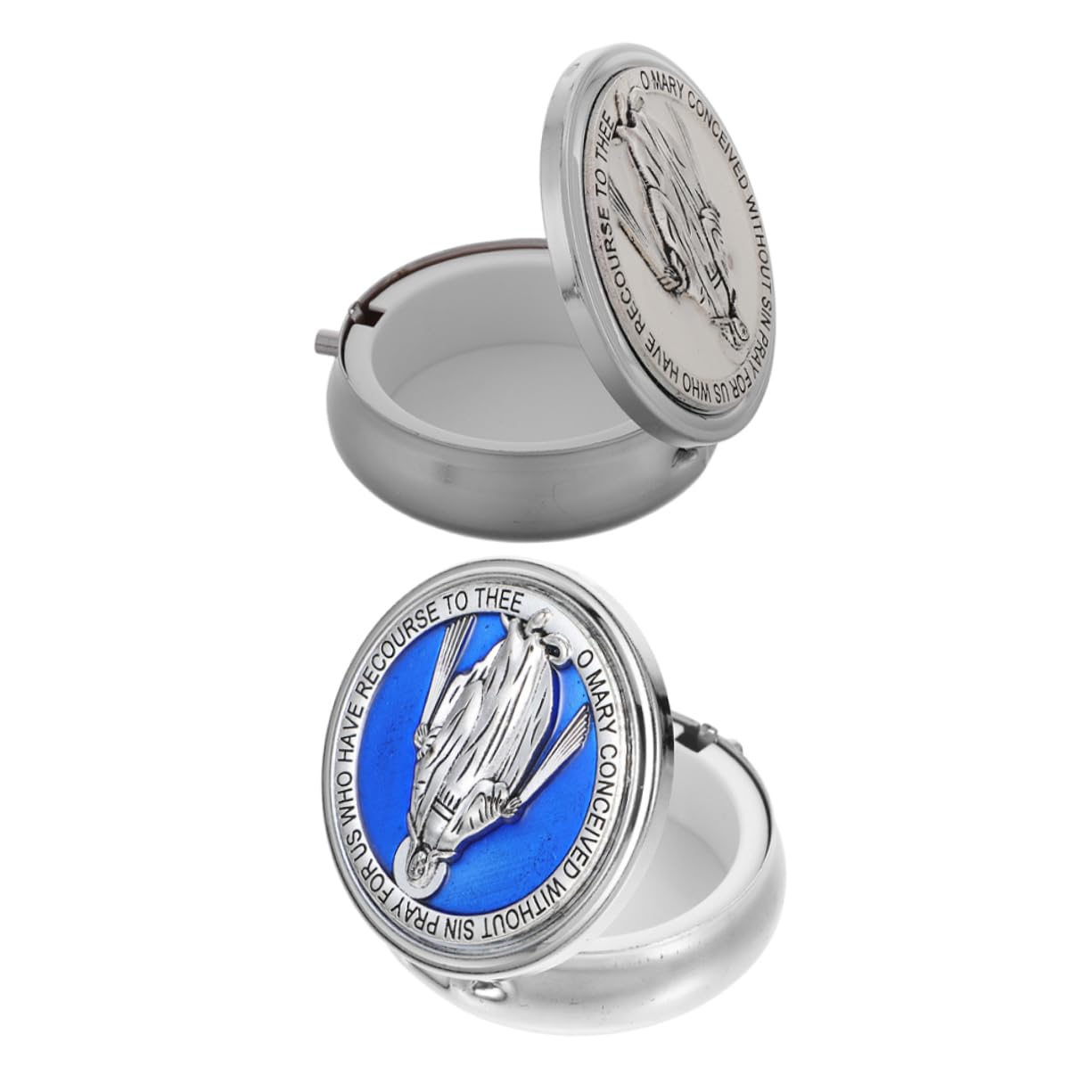 Hemoton 2pcs Elegant Metal Jewelry Chest with Mirror for Spiritual Milestones Trinket Organizer for First Communion Religious Keepsakes