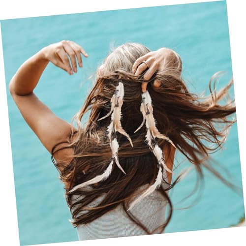 Clips de extensiones étnicos con plumas vintage para cabello 4