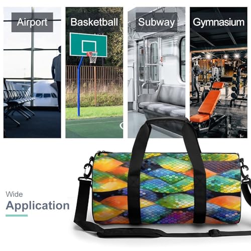 Duffel Bag Rainbow Fish Scale Printed Foldable Gym Bag for Men Women Duffle Bag Lightweight with Inner Pocket for Travel Sports3