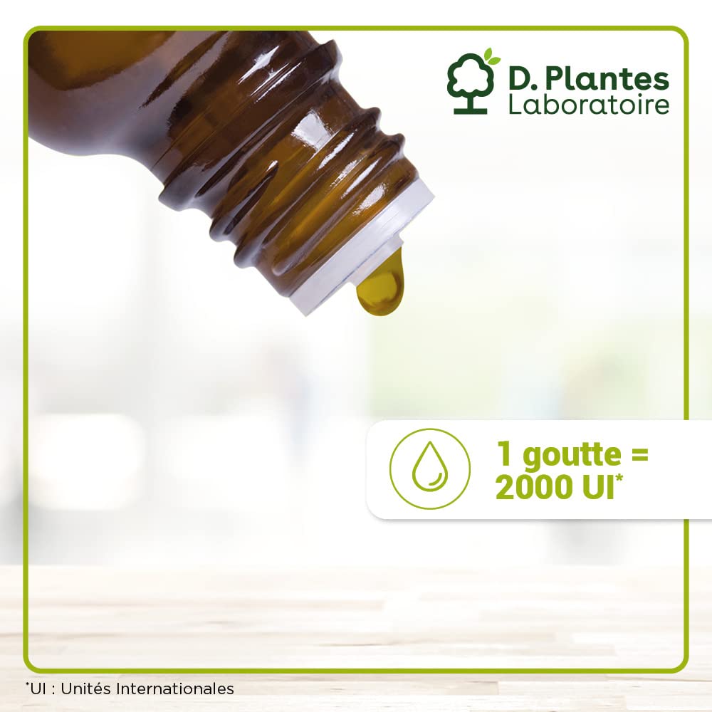 D.PLANTES - Vitamine D3 2000 UI - Complément Alimentaire - Immunité, Ossature Normale - Boost en Vit. D - Origine Végétale - Certifiée Vegan - 20 ml