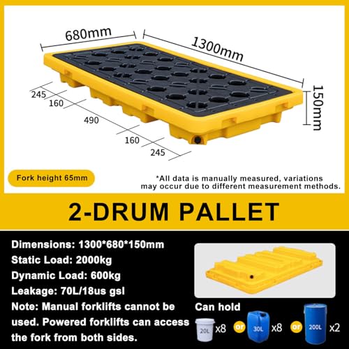 Moduł przemysłowy Platforma zabezpieczająca przed rozlaniem do bębnów lakierniczych z odpływem DurabStorage Solution 49 x 35 x 9 cm, idealna do przenoszenia materiałów niebezpiecznych
