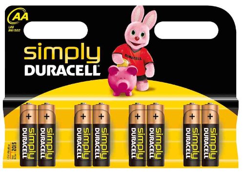 DURACELL Lot de 5 Piles Simply MN1500 Mignon AA LR6 blister de 8