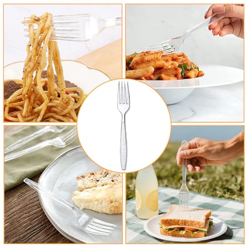 Plastikbesteck, 200 Stück Plastikgabeln, Party Besteck Plastik, Party Besteck Wiederverwendbar für Familie Partys Geburtstagsfeiern Hochzeiten