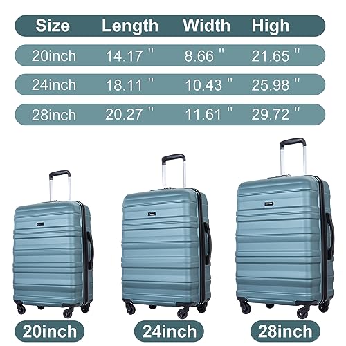 Amalodie 3 Piece Spinner Suitcase Set: Hardshell Expandable Luggage - TSA-Approved Carry-Ons for Simplified Travel Packing (Slate Blue, Expandable 3 Piece Set)3
