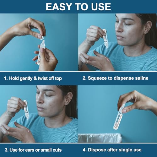 Image of Saline Ampoules Saline Solution, Sodium Chloride 0.9%, 50 Count (5mL Each) | Nasal Cleanse for Babies, Kids, & Adults, Sterile Nasal Care, Wound Cleansing