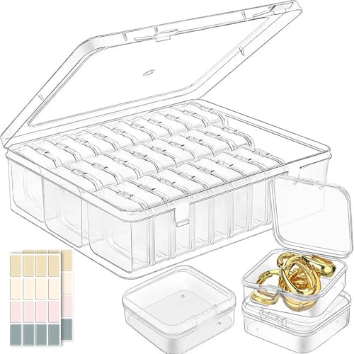 30pcs Mini Bead Organizer, Transparent Jewelry Storage Box, Rectangular Transparent Small Item Organizer, Jewelry And Fishing Equipment Compartment Storage Box, Plastic Bead Box