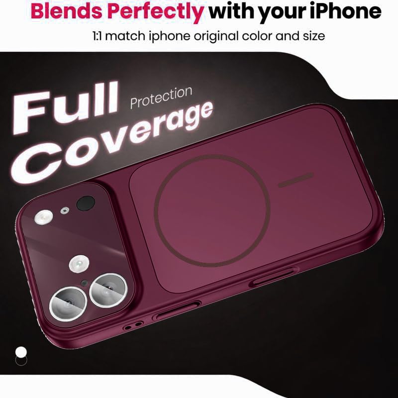 Image of SHINESTAR Converter Case for iPhone 17 | Premium Protective Mag-Safe Cover | iPhone 18 Pro / 18 Pro Max Series Style Design | in-Built Camera Guard | Wireless Charging Compatible - Maroon Red