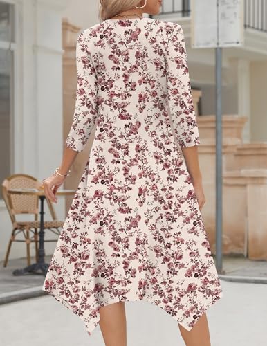 Image of Zeagoo Midi Dresses Women 2026 Dress 3 /4 Sleeve Casual Dresses with Pockets A Line Summer Beach Sundress