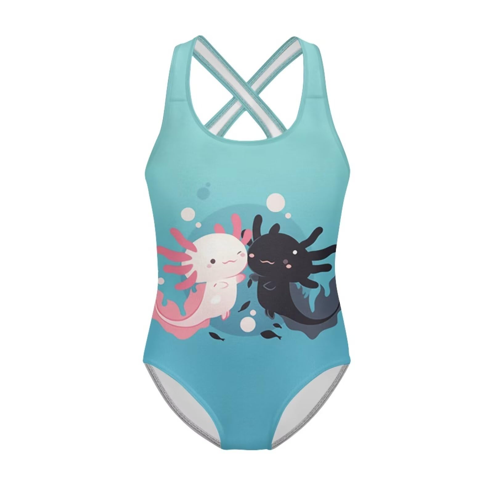 Xpyiqun Swimsuit for Girls One Piece Bathing Suits Size 5-14 Sleeveless Swimwear Cross Shoulder Strap Swimming Wear
