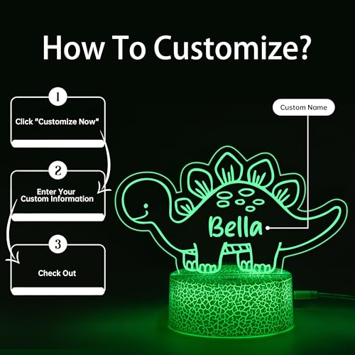 Lámpara de noche personalizada dinosaurio para bebé miniatura 5