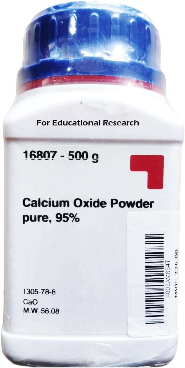 SRL Calcium Oxide Powder pure, 95% 500Gm, CAS 1305-78-8, Molecular Formula : CaO, Storage : Room Temperature, Shelf Life : 60 Months, for laboratory use only