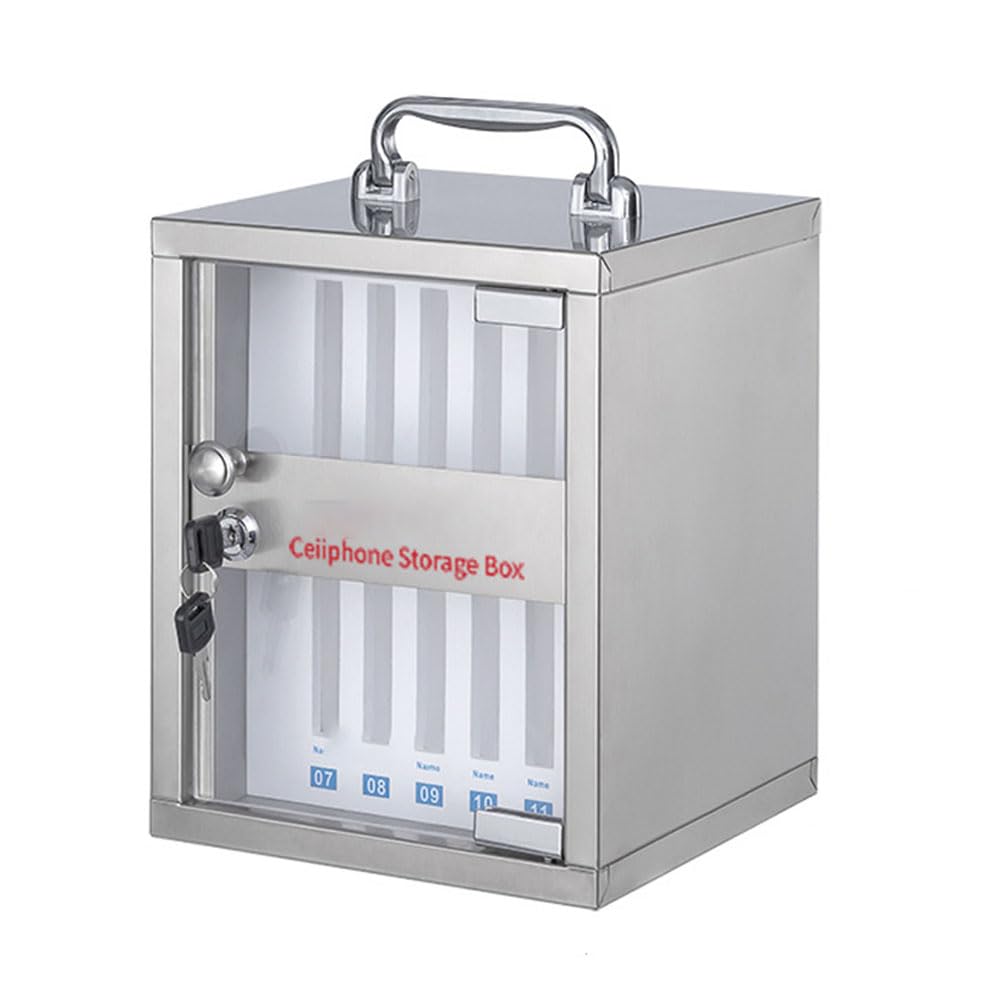 Aluminum Alloy Cell Phone Locker Box with Handle and Security Lock - Ideal Mobile Phone Management Storage Cabinets for School Company Conference Meeting Classroom