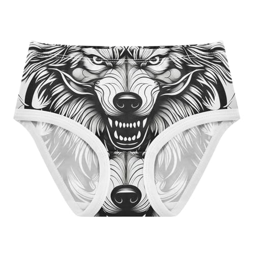 Toddler Underwear Floral 2t Cotton Panties Little Girl Animal Briefs Girls Undies Black White Wolf Head