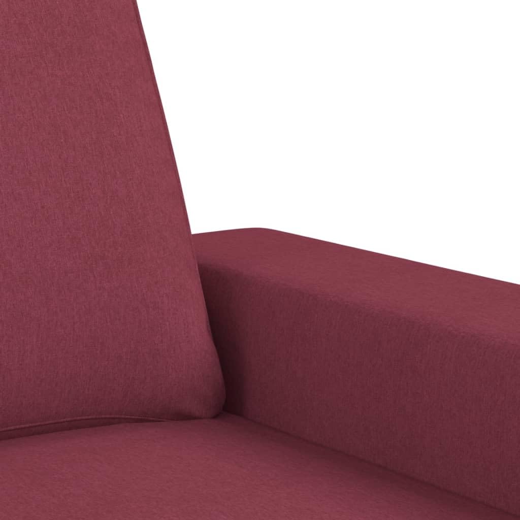 Juego de 3 piezas de sofá de tela burdeos - Cómodo sofá con sofá y reposapiés, acolchado grueso, estructura de madera contrachapada y metal, tejido resistente, soporta hasta 110 kg por asiento