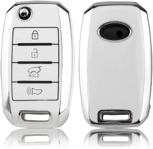 1797 Para Kia Key Fob Cover Soul Optima Forte Sportage Sorento NIRO Rio Accesorios Car Remote Case Shell Protector 4 Button Blanco Plata TPU