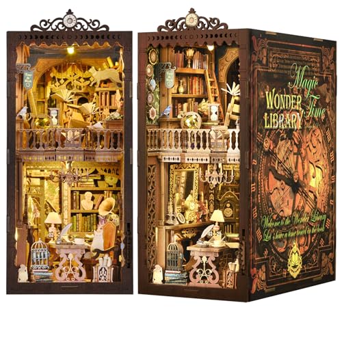 ETKVR Book Nook Kit, Book Nook Kits for Adults DIY Booknook Model Build, DIY 3D Wooden Puzzle...