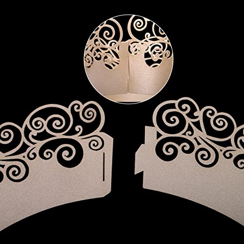 Lyellfe 150 Pieces Lace Cupcake Wrappers, Vine Lace Cupcake Liners, Laser Cut Wedding Cupcake Liners For Birthday, Bridal Shower And Special Occasions, Black, Pink, Beige #TOP3