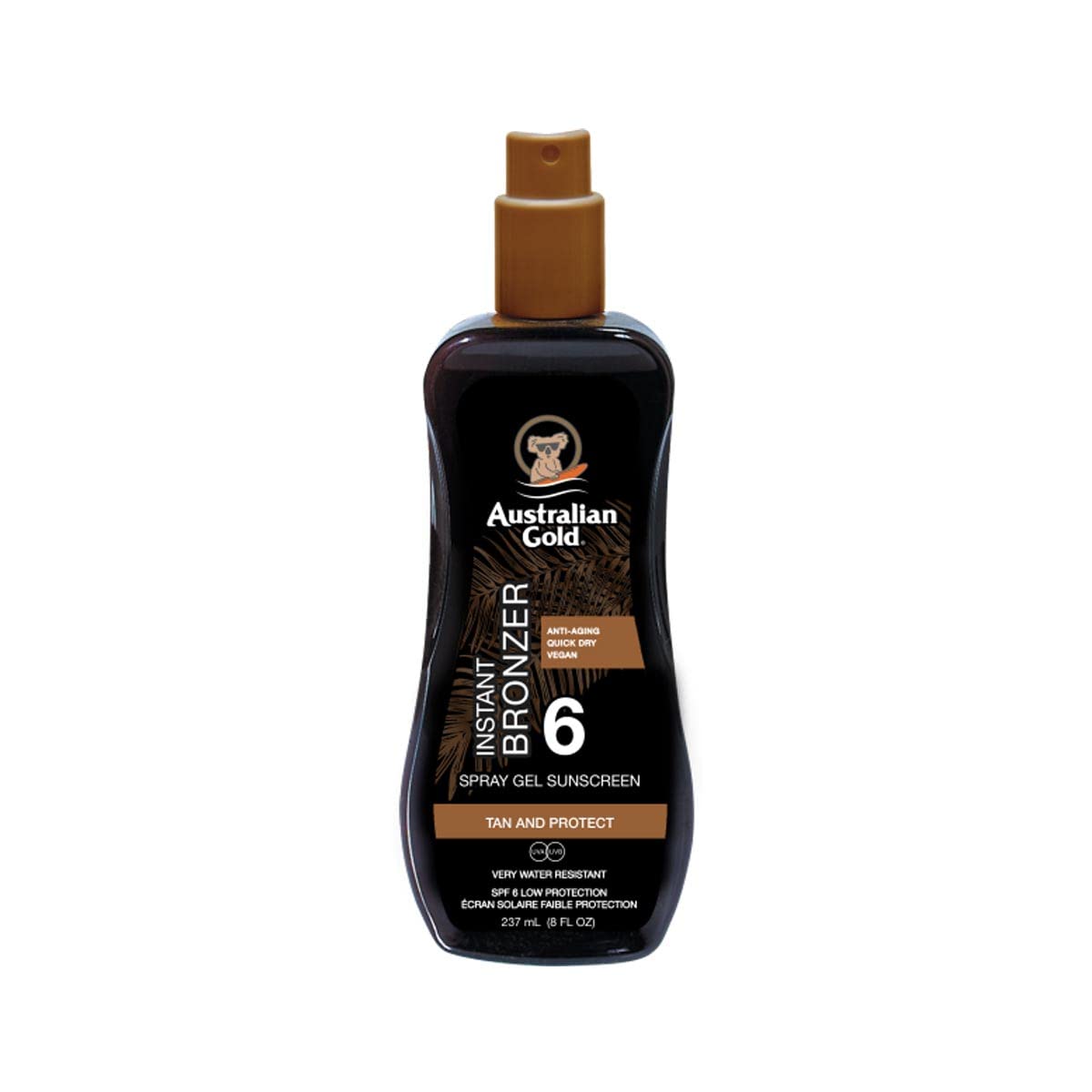 Australian Gold SPF 6 Spray Gel plus Bronzer, 237 ml