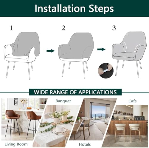 Housses de chaise imperméables anti-taches pour dossiers incurvés gris - 8