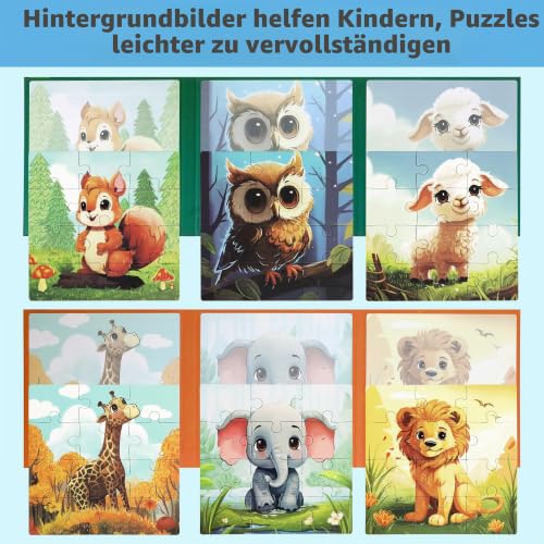 SOLTIRA Magnetpuzzle ab 3 Jahren,Tiere Kinderpuzzle 2 Sets – Ansicht 4