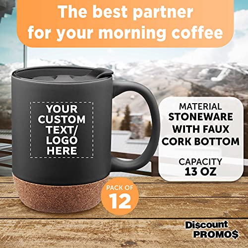 Custom-Barista-Ceramic-Mugs-with-Cork-Bottom-13-oz-Set-of-12-Personalized-Bulk-Pack-Perfect-for-Coffee-Tea-Espresso-Hot-Cocoa-Other-Beverages-Black