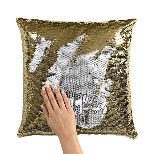 Coussin sequin premium art collage gratte-ciel doré chic - 3