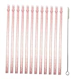 Cosiro 再利用可能なストロー 12本 装飾ストロー キラキラ かわいい ロング パーティーデコレーション バー 子供 大人 プロム ティー レストラン ホリデー, ピンク