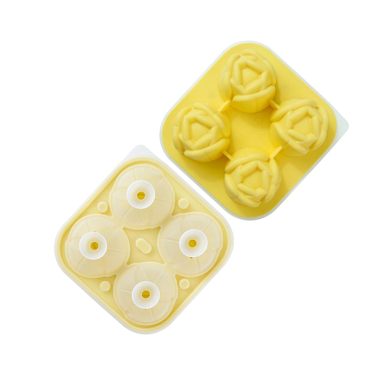 Buxuaaaa Food Grade Silicone Ice Mold with Tulips Design 4 Cavity Ice Cubes Tray Multipurpose Chocolate Dessert Crafting Silicone Ball Mold with Lid
