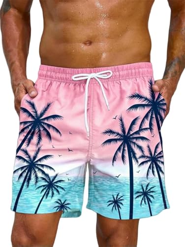 Men's Summer Retro Printed Pattern Beach Shorts Breathable Swim Trunks Loose Ice Silk Shorts4
