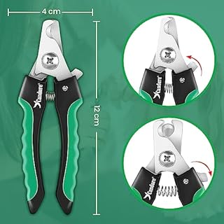 Candure Tagliaunghie Cane e Gatto con Guardia per Protezione Cani - Acciaio Inossidabile Tagliaunghie Gatto Professionale per Veterinaria e Uso Personale (Verde, Medio a Piccolo)