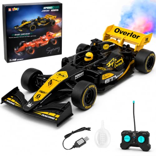 Image of F1 Remote Control Car - Black | Formula 1 Car | Toys for Boys & Girls | rc car 4x4 | Toy Car| High-Speed RC Toy Car | LED Headlight | Smoke Feature | Birthday Gift for Kids