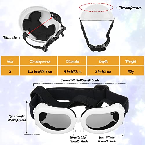 Small Dog Helmet Goggles Uv Protection Doggy Sunglasses Pet Dog Glasses Motorcycle Hard Safety Hat With Adjustable Belt Windproof Snowproof Eye Head Protection For Puppy Riding, S Size,S Size (White) #TOP3