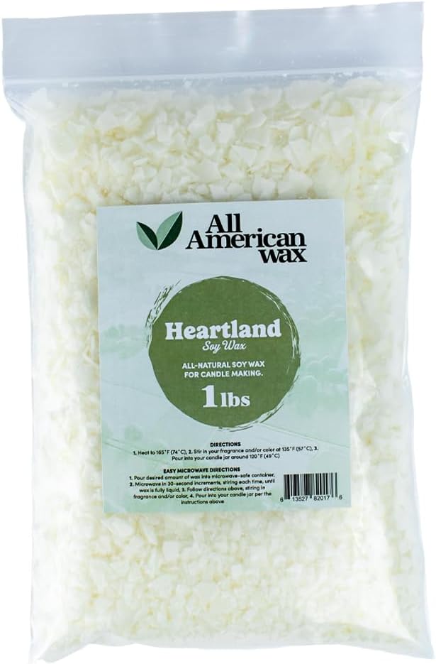 All American Wax Soy Wax Flakes – 10 lb Bag | Natural Soy Wax for Candle Making | Clean Burning, Easy to Melt, Great Scent Throw | DIY Candle Supplies