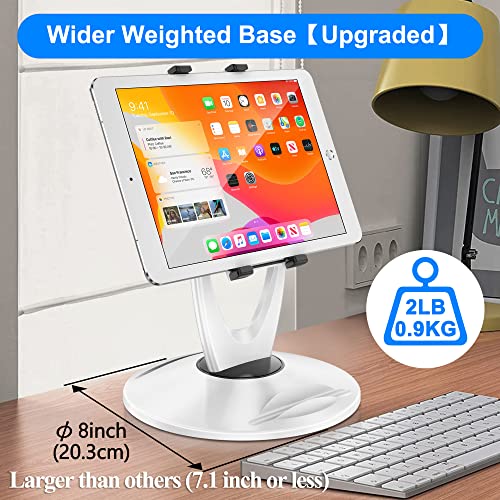 Desklogics Ipad Stand For Desk, Tablet Holder - 6 Inch To 13 Inch - Stable, Adjustable - 360° Swivel Angle Pen Phone Ipad Stand For Store, Retail Kiosk, Reception, Home Office, Gift Ideas - White #TOP1